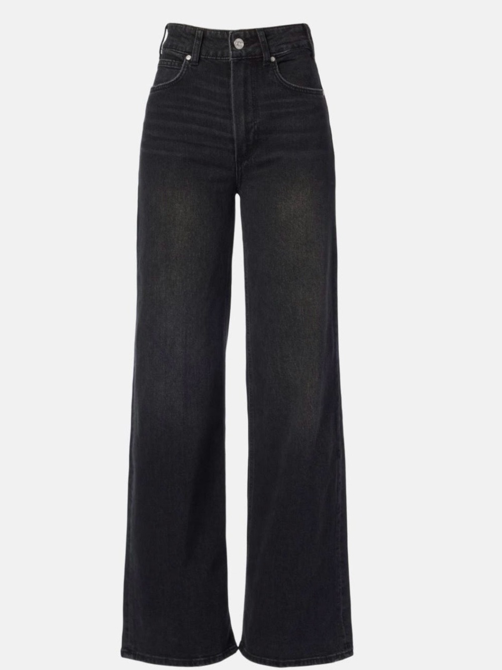 PAIGE Black High-Rise Wide-Leg Jeans- Sasha